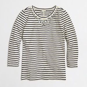 J. Crew Striped Embellished Top